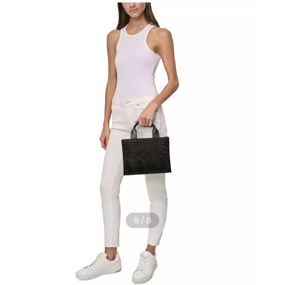 DKNY Black Quilted Logo Tote - Picture 2 of 11